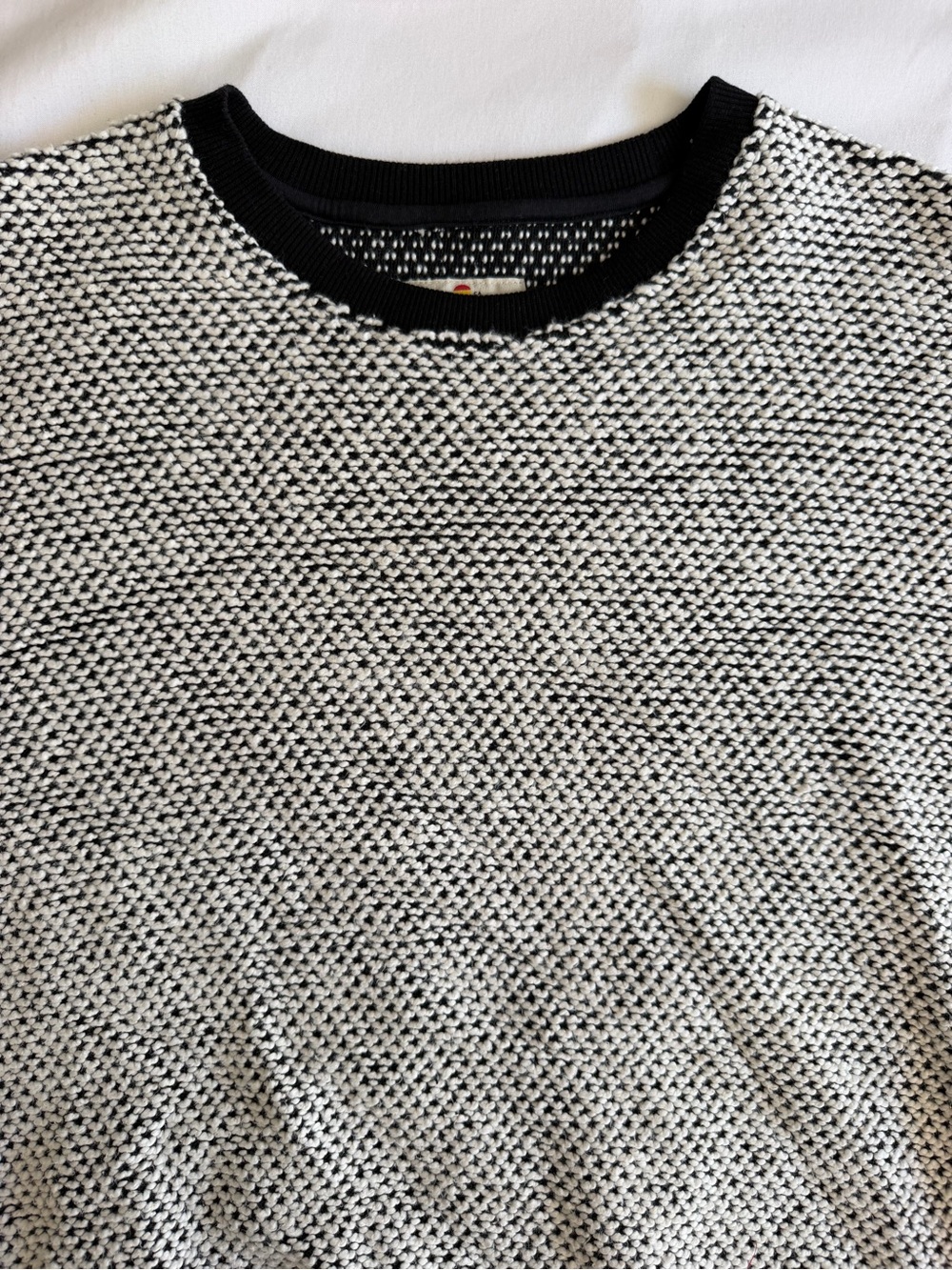Marine Layer Black White Textured Crew Neck Sweater - Picture 5 of 16